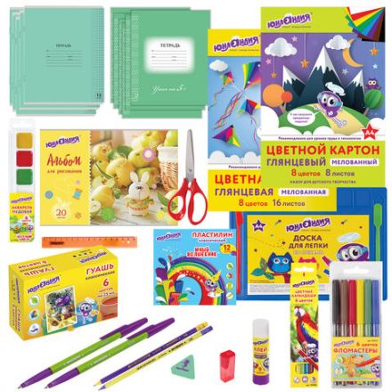 Набор школьных принадлежностей в подарочной коробке ЮНЛАНДИЯ "НАБОР ПЕРВОКЛАССНИКА", 28 предметов, 880119 Набор школьных принадлежностей в подарочной коробке ЮНЛАНДИЯ "НАБОР ПЕРВОКЛАССНИКА", 28 предметов, 880119