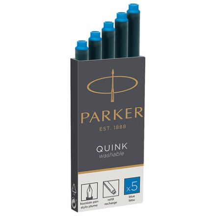 Картриджи чернильные PARKER "Cartridge Quink", КОМПЛЕКТ 5 штук, смываемые чернила, синие, 1950383 Картриджи чернильные PARKER "Cartridge Quink", КОМПЛЕКТ 5 штук, смываемые чернила, синие, 1950383