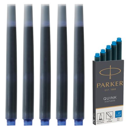 Картриджи чернильные PARKER "Cartridge Quink", КОМПЛЕКТ 5 штук, смываемые чернила, синие, 1950383 Картриджи чернильные PARKER "Cartridge Quink", КОМПЛЕКТ 5 штук, смываемые чернила, синие, 1950383