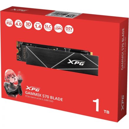 SSD накопитель ADATA GAMMIX S70 BLADE 1TB M.2 PCIe4x4(AGAMMIXS70B-1T-CS) SSD накопитель ADATA GAMMIX S70 BLADE 1TB M.2 PCIe4x4(AGAMMIXS70B-1T-CS)