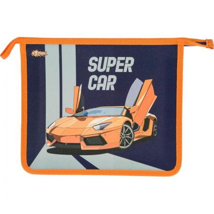 Папка для тетрадей №1School Super car,А5,молния, пластик, ПТ-713