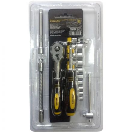 Набор головок 1/4 15 предметов BERGER BG2034 Набор головок 1/4 15 предметов BERGER BG2034