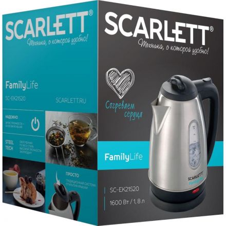 Чайник Scarlett  SC - EK21S20, 1600Вт, 1.8л Чайник Scarlett  SC - EK21S20, 1600Вт, 1.8л