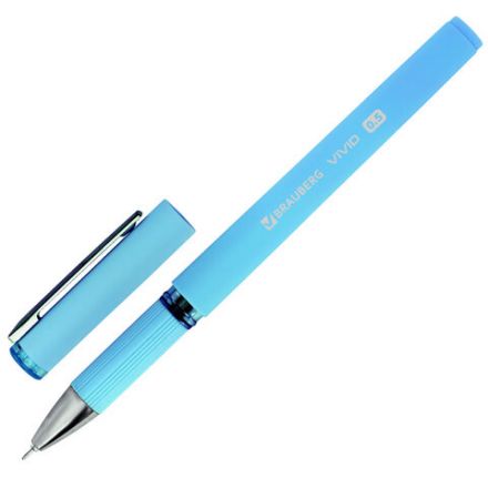 Ручка гелевая с грипом BRAUBERG "VIVID PASTEL", СИНЯЯ, корпус ассорти, игольчатый узел 0,5 мм, линия письма 0,35 мм, 144539