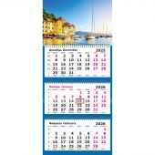 Календарь настенный 3-х блочный 2026 Attache, 305х675,Яхты на море,80г