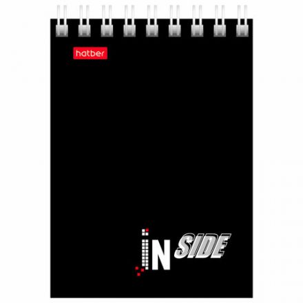 Блокнот МАЛЫЙ ФОРМАТ А7 75х105 мм, 40 л., гребень, картон, клетка, HATBER, "INSIDE Стиль", 004691, 40Б7B1гр_01622