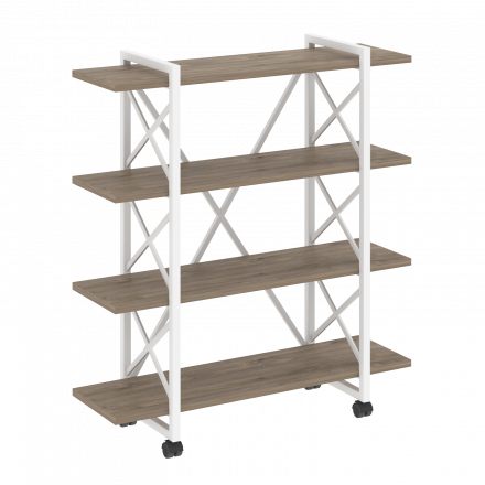 Loft Стеллаж на колесных опорах-4 полки VR.L-MST.K-4.8V Тиквуд тёмный/Белый металл 1200*400*1334 Loft Стеллаж на колесных опорах-4 полки VR.L-MST.K-4.8V Тиквуд тёмный/Белый металл 1200*400*1334