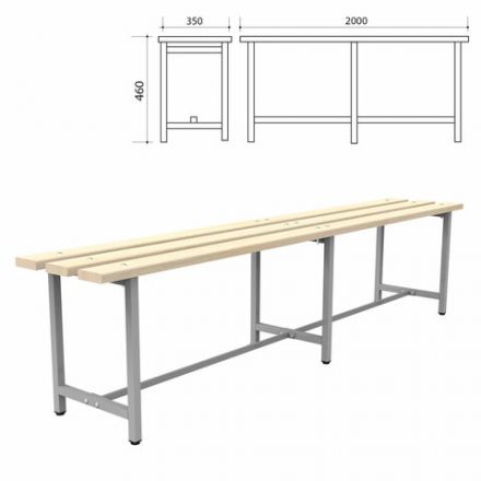 Скамья деревянная на металлокаркасе "СТ 4", 2000х350х460 мм, регулируемые опоры, каркас металлический серый, сиденье дерево Скамья деревянная на металлокаркасе "СТ 4", 2000х350х460 мм, регулируемые опоры, каркас металлический серый, сиденье дерево