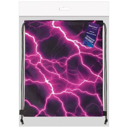 Мешок для обуви BRAUBERG большой удобный с ручкой, 51х41 см, Lightning, 272400 Мешок для обуви BRAUBERG большой удобный с ручкой, 51х41 см, Lightning, 272400