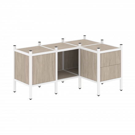 Loft Угловой внутренний стеллаж наборный VR.L-26 Дуб аттик/Белый металл 1278*862*636 Loft Угловой внутренний стеллаж наборный VR.L-26 Дуб аттик/Белый металл 1278*862*636