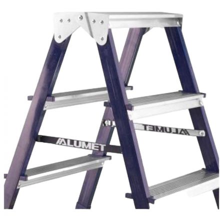 Стремянка Алюмет двухсторонняя стальная с алюмин. ступенями 3 ст. MD8203