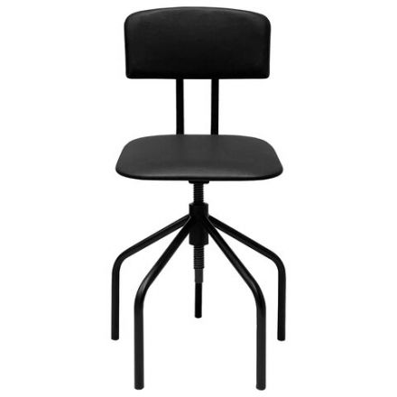 Стул кресло кассира, ресепшен РС66, на винте, без подлокотников, кожзам, черное