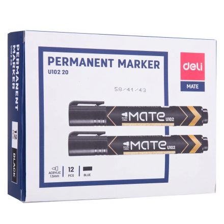 Маркер перманентный Deli Mate 1,5-3 мм черный кругл.нак.EU10220 Маркер перманентный Deli Mate 1,5-3 мм черный кругл.нак.EU10220