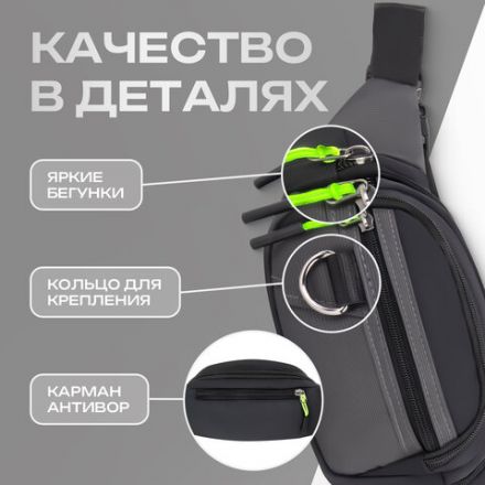 Сумка на пояс HEIKKI PROMPT (ХЕЙКИ), 2 отделения, регулируемый ремень, карман-антивор, черная, 37х14х5 см, 273928 Сумка на пояс HEIKKI PROMPT (ХЕЙКИ), 2 отделения, регулируемый ремень, карман-антивор, черная, 37х14х5 см, 273928