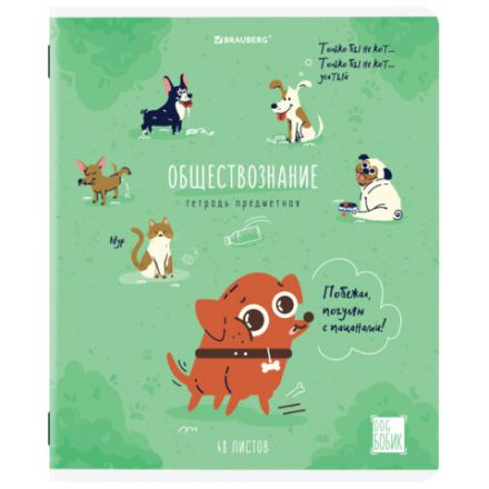 Тетрадь предметная DOG БОБИК 48 л., TWIN-лак, ОБЩЕСТВОЗНАНИЕ, клетка, подсказ, BRAUBERG, 404783 Тетрадь предметная DOG БОБИК 48 л., TWIN-лак, ОБЩЕСТВОЗНАНИЕ, клетка, подсказ, BRAUBERG, 404783