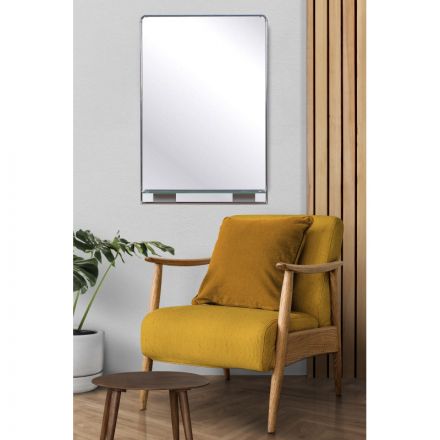 Зеркало МГЛ_ настенное 32Р2 (400x600) рама ПВХ серебро, 1 полка