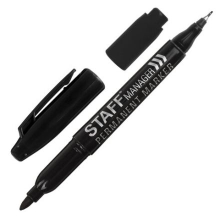 Маркер перманентный двусторонний STAFF "Manager" PM-625, ЧЕРНЫЙ, наконечники 0,8 мм / 2,2 мм, 151625 Маркер перманентный двусторонний STAFF "Manager" PM-625, ЧЕРНЫЙ, наконечники 0,8 мм / 2,2 мм, 151625