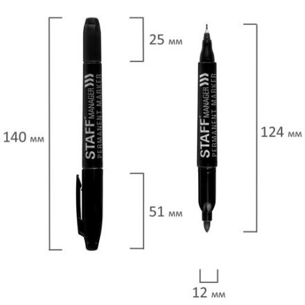 Маркер перманентный двусторонний STAFF "Manager" PM-625, ЧЕРНЫЙ, наконечники 0,8 мм / 2,2 мм, 151625 Маркер перманентный двусторонний STAFF "Manager" PM-625, ЧЕРНЫЙ, наконечники 0,8 мм / 2,2 мм, 151625