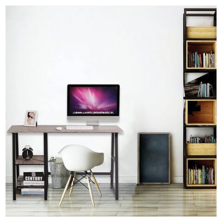 Стол на металлокаркасе BRABIX "LOFT CD-006", 1200х500х730 мм, 2 полки, цвет морёный дуб, 641224 Стол на металлокаркасе BRABIX "LOFT CD-006", 1200х500х730 мм, 2 полки, цвет морёный дуб, 641224