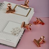 Зажимы-бульдоги для бумаг 25мм, MESHU "Rose Gold", 6шт., бокс с европодвесом Зажимы-бульдоги для бумаг 25мм, MESHU "Rose Gold", 6шт., бокс с европодвесом