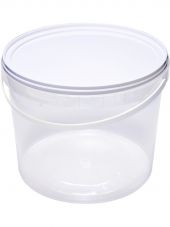 Ведро 11,5л круглое бесцветное с белой крышкой с пластиковой ручкой