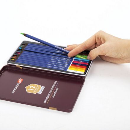 Карандаши художественные цветные акварельные BRAUBERG ART PREMIERE, 12 цветов, грифель 4 мм, металл, 181533 Карандаши художественные цветные акварельные BRAUBERG ART PREMIERE, 12 цветов, грифель 4 мм, металл, 181533