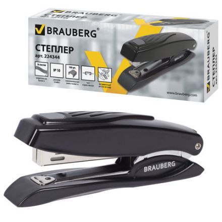 Степлер №10 металлический BRAUBERG "ST-200M", до 16 листов, с резиновой накладкой и антистеплером, черный, 224344 Степлер №10 металлический BRAUBERG "ST-200M", до 16 листов, с резиновой накладкой и антистеплером, черный, 224344