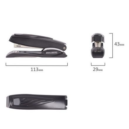 Степлер №10 металлический BRAUBERG "ST-200M", до 16 листов, с резиновой накладкой и антистеплером, черный, 224344 Степлер №10 металлический BRAUBERG "ST-200M", до 16 листов, с резиновой накладкой и антистеплером, черный, 224344