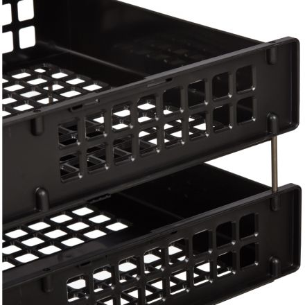 Лотки для бумаг горизонтальные Стамм Strong 2 штуки на металлических стержнях черные Лотки для бумаг горизонтальные Стамм Strong 2 штуки на металлических стержнях черные