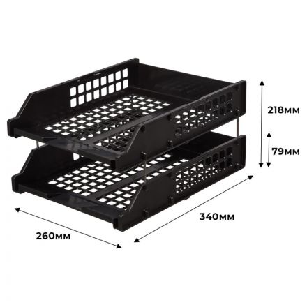 Лотки для бумаг горизонтальные Стамм Strong 2 штуки на металлических стержнях черные Лотки для бумаг горизонтальные Стамм Strong 2 штуки на металлических стержнях черные