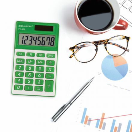 Калькулятор карманный BRAUBERG PK-608-GN (107x64 мм), 8 разрядов, двойное питание, ЗЕЛЕНЫЙ, 250520 Калькулятор карманный BRAUBERG PK-608-GN (107x64 мм), 8 разрядов, двойное питание, ЗЕЛЕНЫЙ, 250520