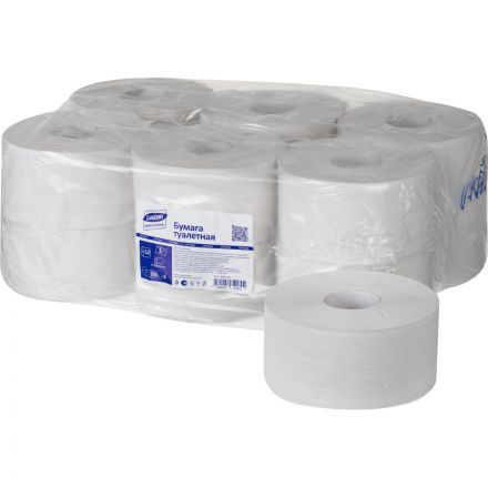 Бумага туалетная для диспенсеров Luscan Professional 1-слойная белая 200 метров 12 рулонов в упаковке