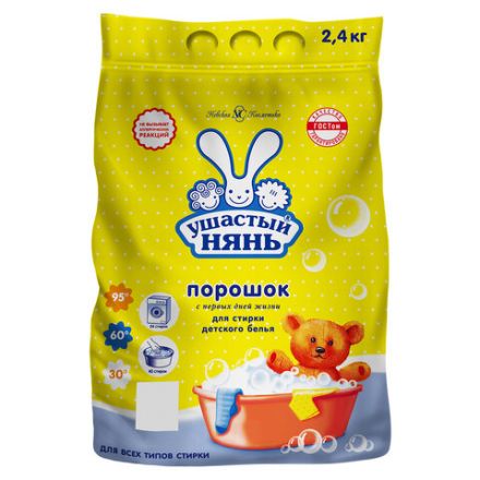 Стиральный порошок для всех типов стирки 2,4 кг, УШАСТЫЙ НЯНЬ, 10137, 01013