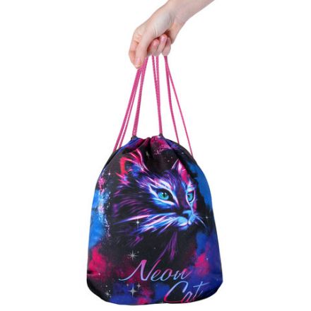 Мешок для обуви BRAUBERG PREMIUM, карман, подкладка, светоотражайка, 43х33 см, "Neon cat", 271621 Мешок для обуви BRAUBERG PREMIUM, карман, подкладка, светоотражайка, 43х33 см, "Neon cat", 271621