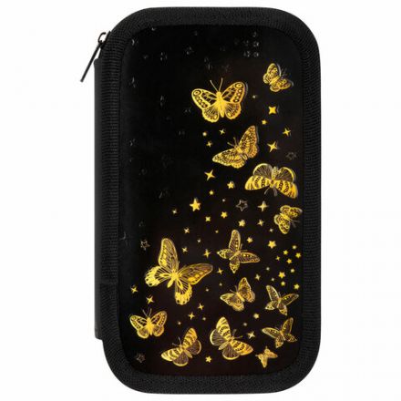 Пенал ЮНЛАНДИЯ, 2 отделения, ламинированный картон, конгрев, 19х11 см, "Golden", 273495 Пенал ЮНЛАНДИЯ, 2 отделения, ламинированный картон, конгрев, 19х11 см, "Golden", 273495