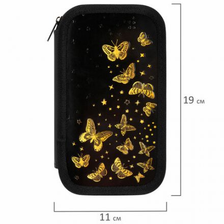 Пенал ЮНЛАНДИЯ, 2 отделения, ламинированный картон, конгрев, 19х11 см, "Golden", 273495 Пенал ЮНЛАНДИЯ, 2 отделения, ламинированный картон, конгрев, 19х11 см, "Golden", 273495