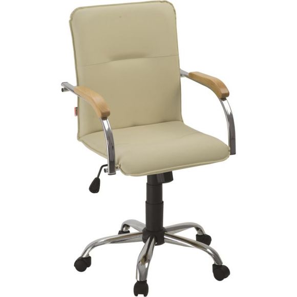 Кресло для руководителя Самба G бежевое (искусственная кожа/металл)