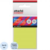Стикеры Attache Economy с клеев.краем 76x51 мм, 100 лист неоновый желтый Стикеры Attache Economy с клеев.краем 76x51 мм, 100 лист неоновый желтый