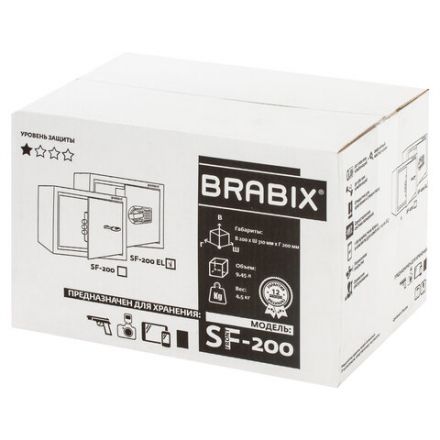 Сейф мебельный BRABIX "SF-200EL", 200х310х200 мм, электронный замок, черный, 291145, S103BR211214 Сейф мебельный BRABIX "SF-200EL", 200х310х200 мм, электронный замок, черный, 291145, S103BR211214