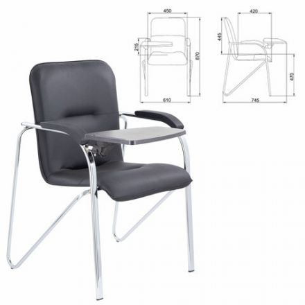 Кресло со столом BRABIX "Samba CF-108 BOX-2", хром каркас, кожзам черный, разобрано, 533218 Кресло со столом BRABIX "Samba CF-108 BOX-2", хром каркас, кожзам черный, разобрано, 533218