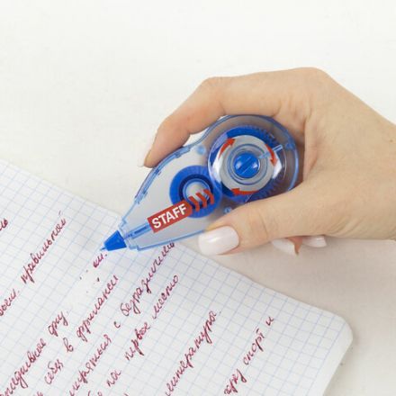 Корректирующая лента STAFF PROFIT, 5 мм х 6 м, механизм перемотки, корпус голубой, блистер, европодвес, 271254 Корректирующая лента STAFF PROFIT, 5 мм х 6 м, механизм перемотки, корпус голубой, блистер, европодвес, 271254