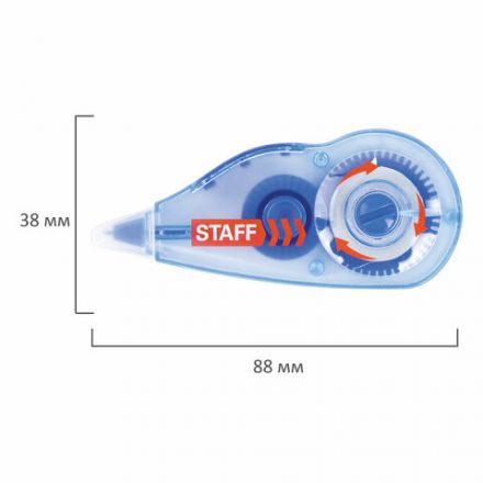 Корректирующая лента STAFF PROFIT, 5 мм х 6 м, механизм перемотки, корпус голубой, блистер, европодвес, 271254 Корректирующая лента STAFF PROFIT, 5 мм х 6 м, механизм перемотки, корпус голубой, блистер, европодвес, 271254