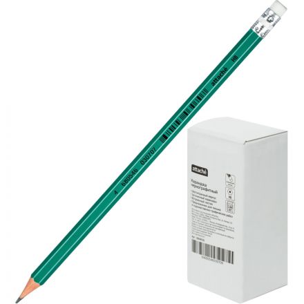 Карандаш чернографитный HB заточенный с ластиком (зеленый корпус) Карандаш чернографитный HB заточенный с ластиком (зеленый корпус)
