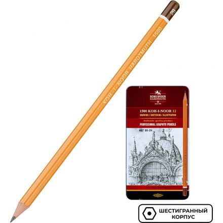 Набор карандашей черногр KOH-I-NOOR 1502/II 8B-2H 12шт./наб.,б/ласт, Чехия Набор карандашей черногр KOH-I-NOOR 1502/II 8B-2H 12шт./наб.,б/ласт, Чехия