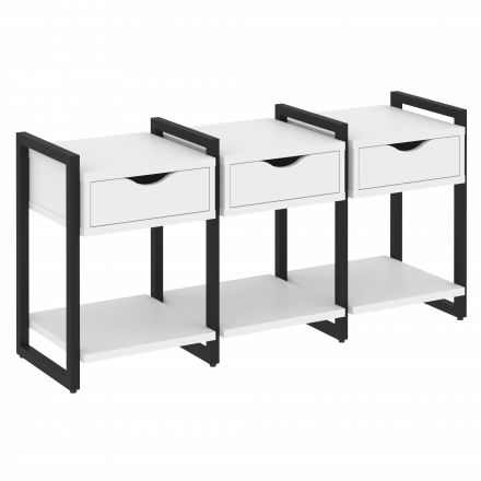 Loft Тумба на регулируемых опорах наборная. Вариант №4 VR.L-TN-4.O Белый бриллиант/Чёрный металл 1440*460*719