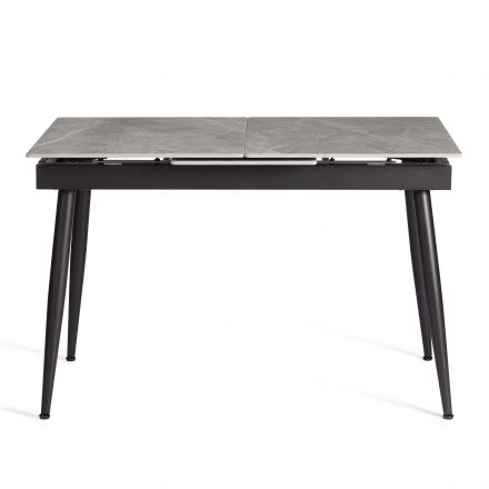 Стол обеденный Балморал/Balmoral 120-160x80x75см столешница керамика (глянцевая)/опоры металл, серый/чёрный