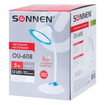 Настольная лампа / светильник SONNEN OU-608, на подставке, светодиодная, 5 Вт, белый/синий, 236669 Настольная лампа / светильник SONNEN OU-608, на подставке, светодиодная, 5 Вт, белый/синий, 236669