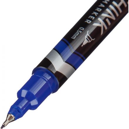 Маркер перманентный двусторонний Deli Think 0,5/1 мм синий EU211-BL Маркер перманентный двусторонний Deli Think 0,5/1 мм синий EU211-BL