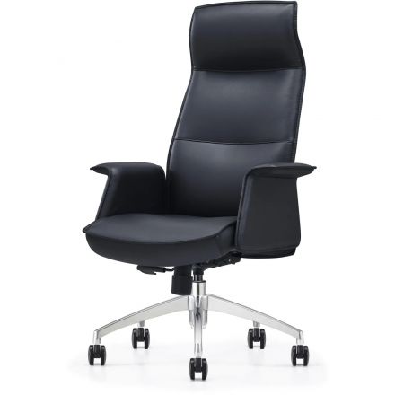 Кресло ЮФК Комус Мебель Easy Chair 503, экокожа, черный, алюминий Кресло ЮФК Комус Мебель Easy Chair 503, экокожа, черный, алюминий