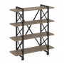 Loft Стеллаж на колесных опорах-4 полки VR.L-MST.K-4.8V Тиквуд тёмный/Чёрный металл 1200*400*1334